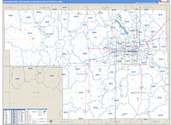 Des Moines-West Des Moines Metro Area Wall Map Basic Style 2026